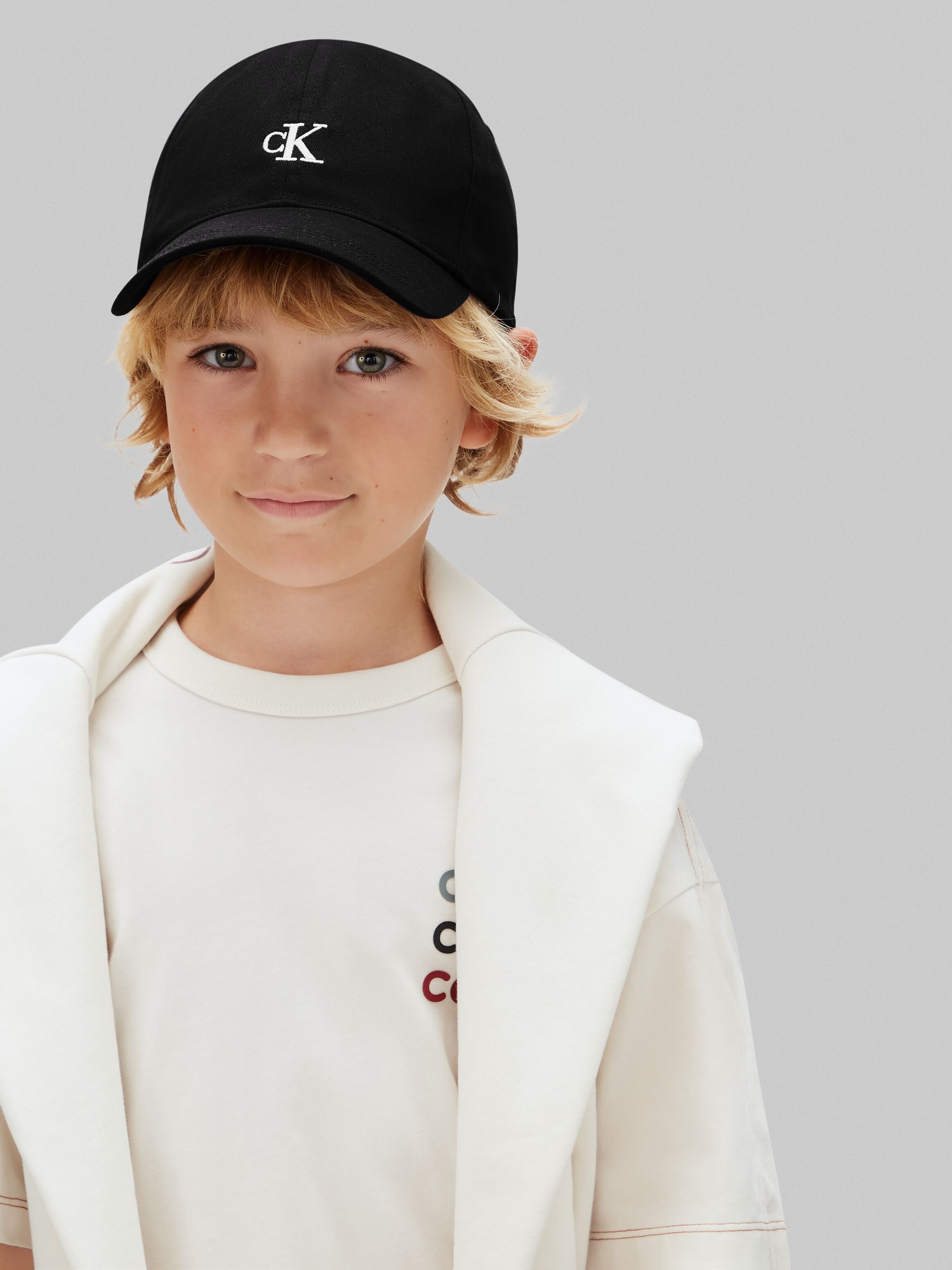 Baseball Cap CALVIN KLEIN JEANS "MONOGRAM BASEBALL CAP", Jungen, Gr. L/XL, schwarz (ck schwarz), Baumwolle, unifarben, Caps Baseball Cap ck schwarz L/XL