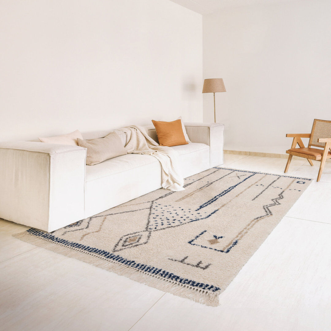 Gracie Oaks Abriele Rectangle Moroccan Shag Cream Rectangle 120 x 170cm