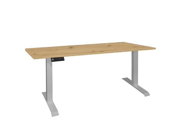 Bureau Unieux VI 160cm Marron/Imitation chêne noueux Argenté