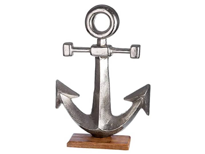 GILDE Alu Deko Objekt Anker Maritim - Maritime Dekoration Badezimmer Gäste WC - Höhe 56 cm