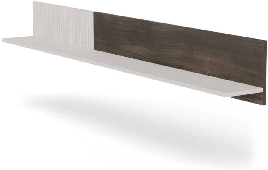 MSO Étagère murale contemporaine beige et noyer 180cm Marron 180x25x20cm
