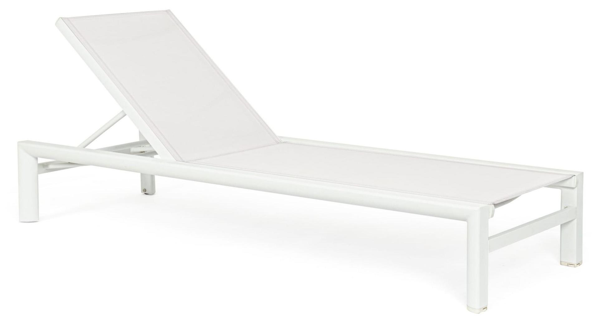 Gartenliege SKIPPER NEW mit Rollen, Gestell aus weißem Aluminium und Textilene