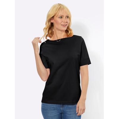 Kurzarmshirt CLASSIC BASICS "Shirt", Damen, Gr. 42, schwarz, 100% Baumwolle, unifarben, U-Boot-Ausschnitt, Shirts