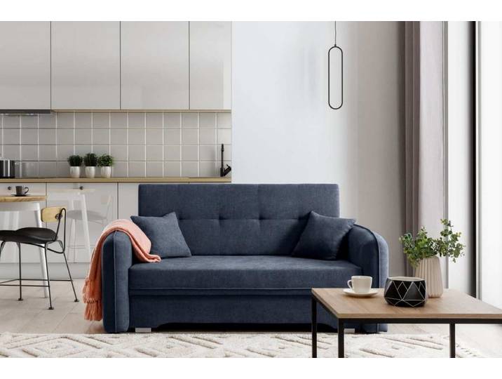 Designer Sofa Elayn mit Schlaffunktion - Blau - Luxusbetten24