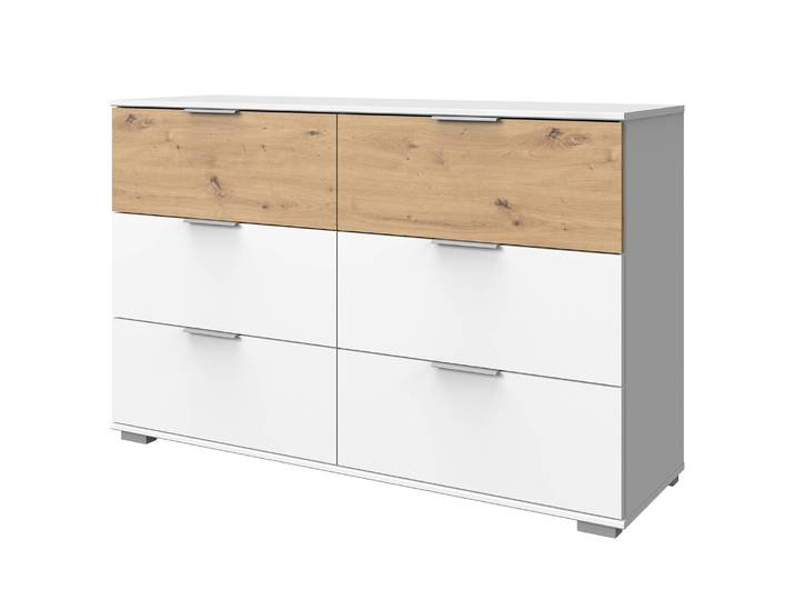 Kommode Gibraltar III 130 x 90 x 41cm Weiß/Eiche Artisan Dekor/Weiß