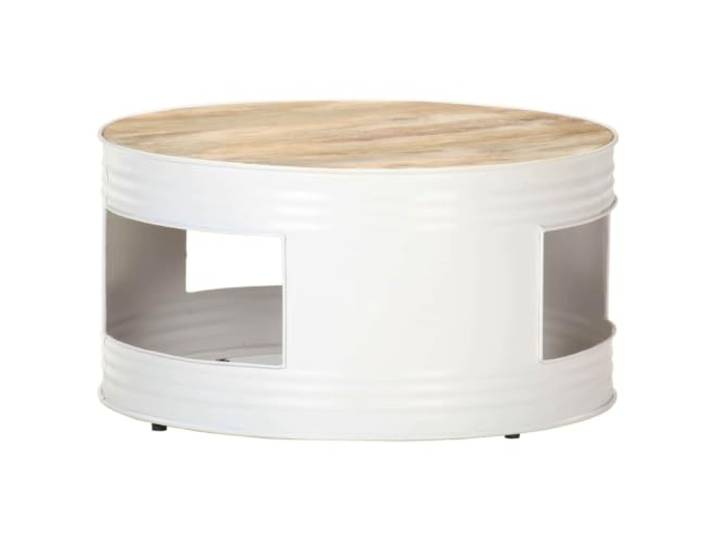 GHVBNMF Couchtisch Massivholz Mango Rund 68x36 cm Weiß Wohnzimmertisch Stilvoller Beistelltisch aus Echtholz mit robustem Eisengestell für Ihr Wohnzimmer oder Büro. Sofort nutzbar ohne Montage.