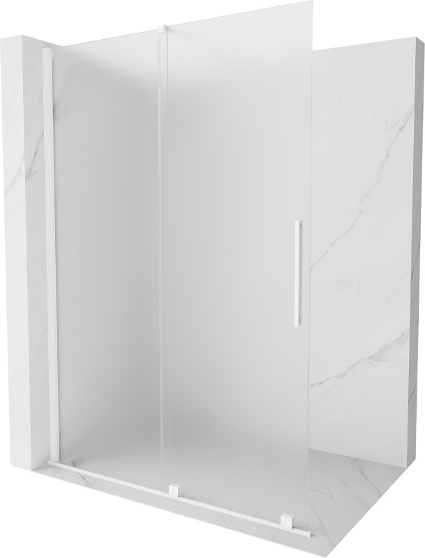 Mexen Velar Duschwand faltenfrei Walk-in 140 x 200 cm, mattiert 8 mm, weiß - 871-140-000-33-20