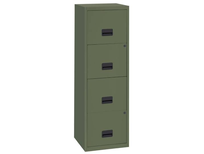 Classeur Métal Pratic 4 tiroirs pour dossiers suspendus - Corps Vert - Tiroirs Vert