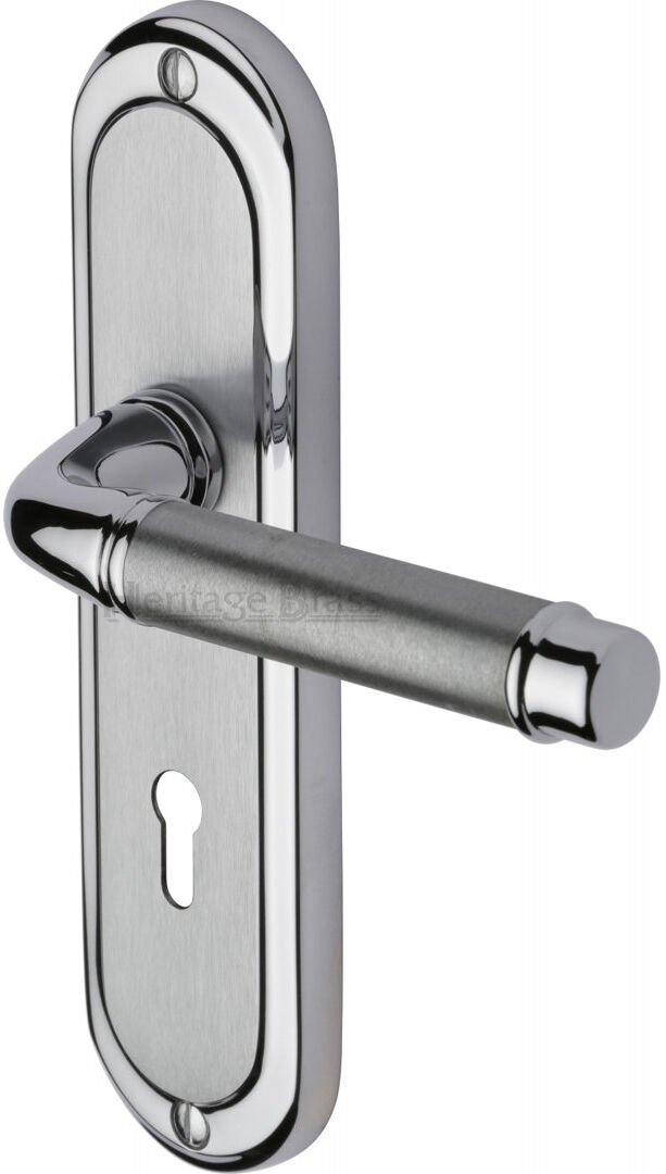 Heritage Brass Door Handle Lever Lock Saturn Long Design Apollo 24.7cm H X 4.8cm W