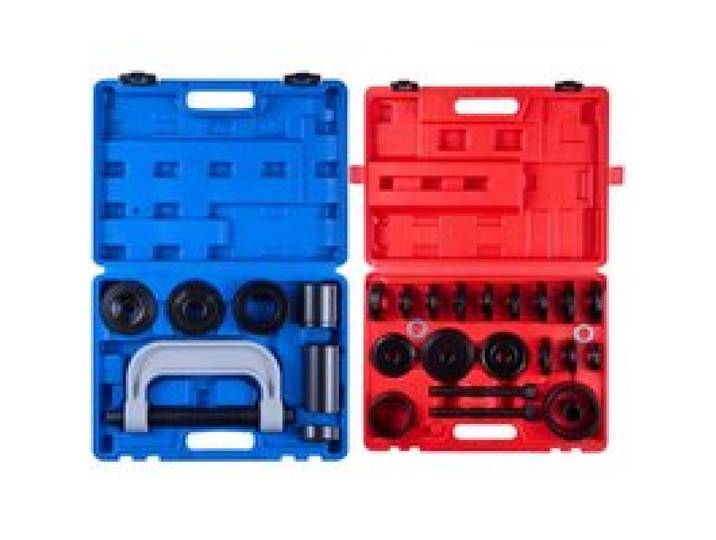 VEVOR Kit de Presse à Roulements 10 + 24 Pièces, Coffret 2 en 1 de Presse Joint à Rotule et d'Extracteur de Roulement de Roue, avec 13 Bagues, Cadre en C et Manchons, pour Montage et Démontage