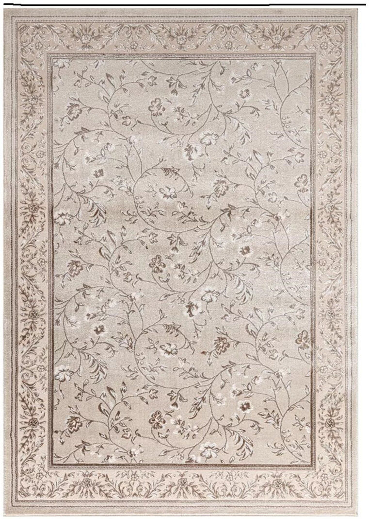 Rosalind Wheeler Floral Flatweave Flokati Beige Round 120 cm
