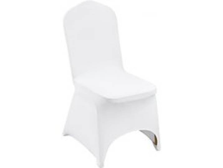 VEVOR Stuhlhussen aus Elastischem Spandex für Klappstühle, Universell Passender, Gewölbter Vorderbezug, Abnehmbare, waschbare Schonbezüge, für Hochzeit, Urlaub, Feier, Essen (100 Stück, Weiß)