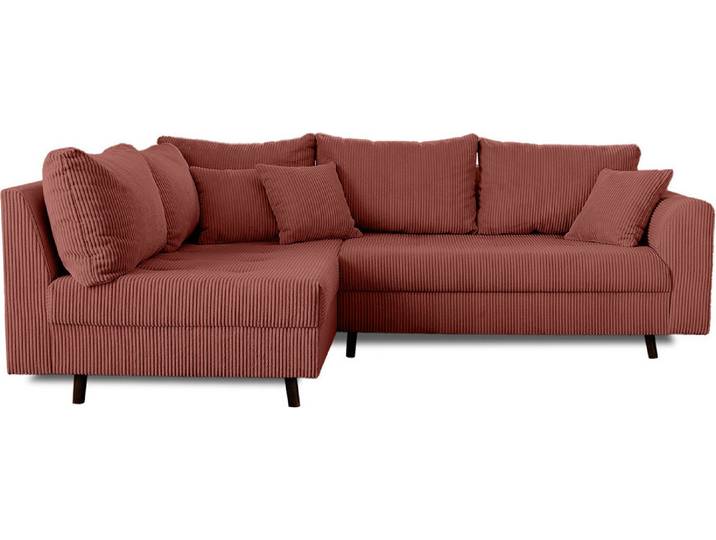 Lisa Design Rune - canapé d'angle gauche - 4 places - avec pouf d'appoint - en velours côtelé \, Terracotta