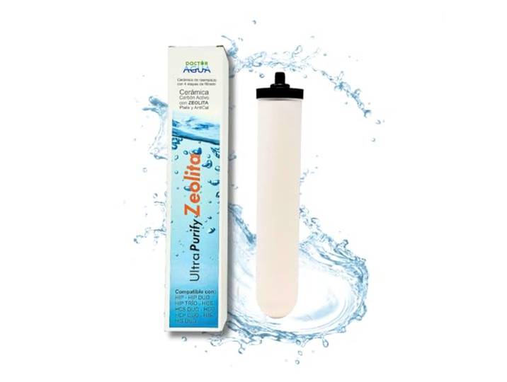 DOCTOR AGUA Ersatz-Wasserfilter aus Keramik für Geräte auf der Arbeitsplatte, unter der Arbeitsplatte, Schwerkraftgeräte, Antikalkfilter (Ultra Purify + Zeolita)