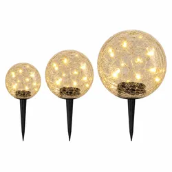 3x LED Solarleuchte Stecklampe Gartenleuchte Lichterkette Klar Glas IP44