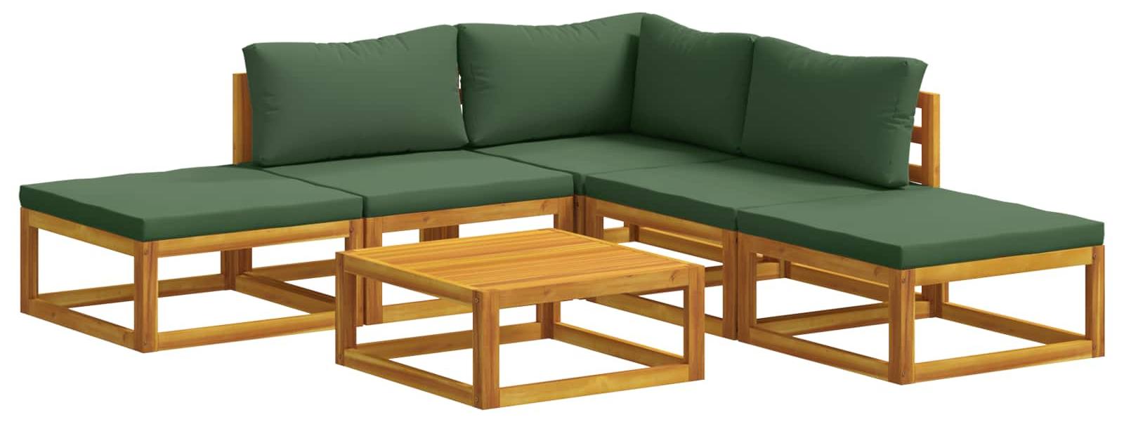 Sofa-Set 6 stk. Natur Massivholz Akazie