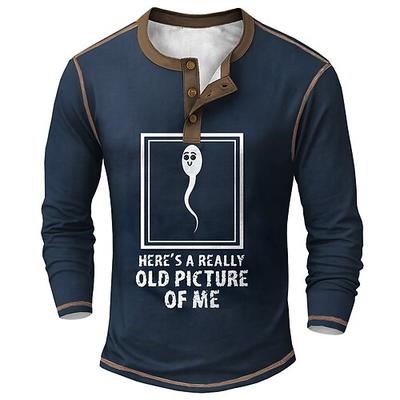 Lustiges 'Altes Bild von mir' Spermien Grafik Herren Langarm Henley Shirt