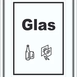 HB-Druck Glas Mülltrennung Schild Text Symbol Scheibe Flasche hochkant A5 (148x210mm)