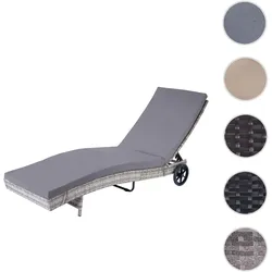 Sonnenliege HWC-D80, Gartenliege Relaxliege Liege, Poly-Rattan ~ grau, Kissen dunkelgrau