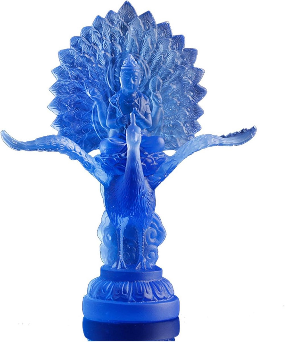 Blauw Boeddha Beeld Handgemaakt Religieus Ornament voor Tafeldecoratie