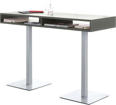Konferenz-Stehtisch BOX, bis 6 Personen, Rechteck, Standfuß, B 1600 x T 600 x H 1105 mm, graphit/alusilber