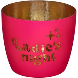 Madras Windlicht M mit Motiv Ladies night in hot pink/gold