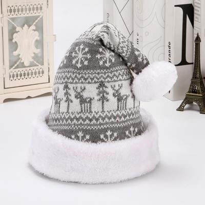 Tiny Tots Teens Trends Adult Santa Claus Hat, New Deer Knitted Wool, Thick Plush Christmas Decoration d