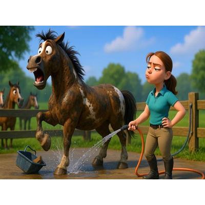 CALVENDO Puzzle Die Drama Queen - Pferde und Wasser | 1000 Teile Lege-Größe 64x48cm Foto-Puzzle für glückliche Stunden