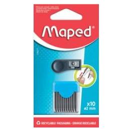 Maped Ersatz-Zirkelminen x10 + Minen-Anspitzer - Blister (10 Stk., 2 mm) (134211)