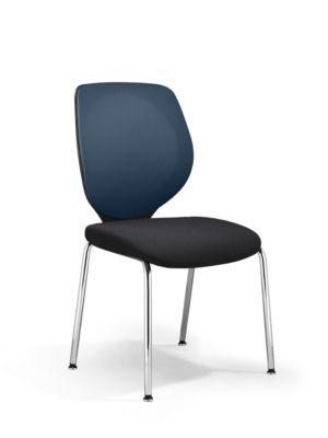 Vierfuß GIROFLEX 353, Netzrücken, Präzisionsstahlrohr stapelbar, o. Armlehnen, blau/schwarz