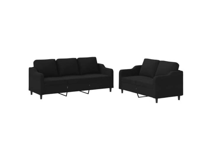 KUTYWEXFM 2-TLG. Sofagarnitur mit Kissen Schwarz Couch-Set Bequeme Couch-Garnitur fürs Wohnzimmer, robuster Stoffbezug, stabil aus Metall und Sperrholz, inklusive dicker Kissen.