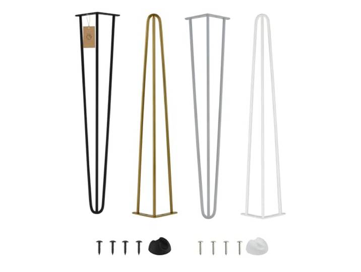 MORIA DESIGN 4er Set Möbelfüße Hairpin Legs aus Metall - 61 cm - Gold - Höhenverstellbar - Tischbeine für Schrank, Hocker, Nachttisch, Couchtisch - Robust industrielles Design