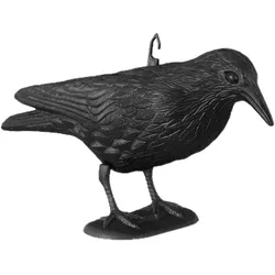Relaxdays Vogelschreck, 3er Set, zum Hinstellen & Aufhängen, Kunststoff Krähe, zur Vogelabwehr, Garten & Balkon, schwarz