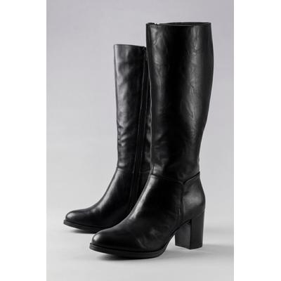 Stiefel ANISTON SHOES, Damen, Gr. 39, schwarz, Lederimitat, Schuhe Stiefel, Langschaftstiefel, Blockabsatz - NEUE KOLLEKTION