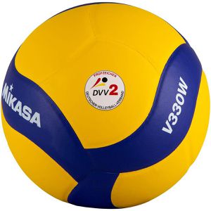 Mikasa Volleyball V330W-DVV2, mit FIVB & DVV 2 Zertifizierung, Spiel- & Trainingsball, gelb/blau, 280 Gramm, Größe 5