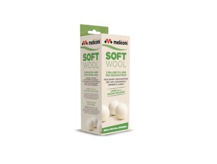 Meliconi Boules de sèche-linge en laine souple pour un séchage facile des vêtements et feuilles des vêtements souples pendant une longue période\, Lot de 3\, White\, diamètre environ\, 7 cm