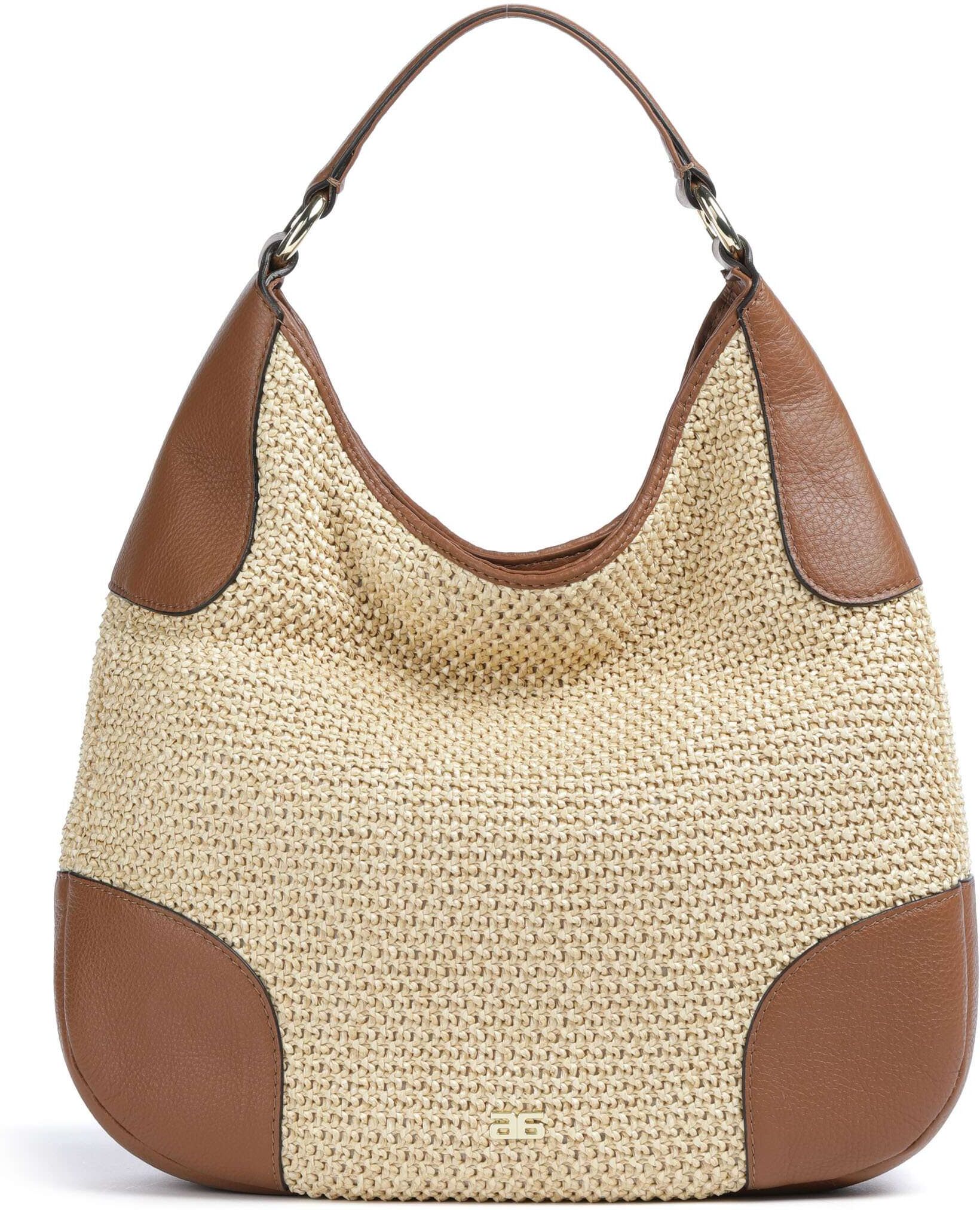 Abro Maglia Raffia Open Air Beuteltasche, beige