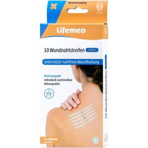 Lifemed Wundnahtstreifen steril, 10 Streifen, sensitiv, elastisch, atmungsaktiv, 6 x 100mm