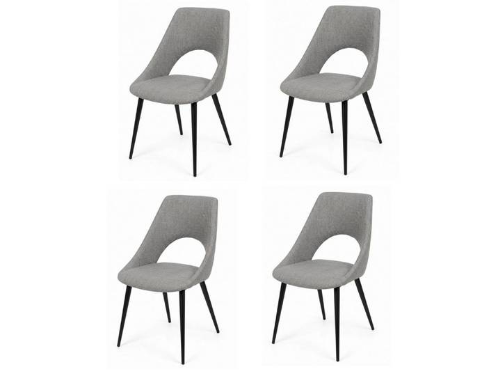 Xlmoebel Sitzgruppe Scandi Esszimmerstühle 4x Set Grau Stoff Grossem Loch Luftig, (4-tlg., 4er-Set)