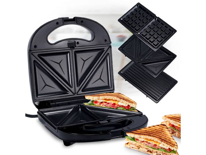 3in1 Multi-Grill: Kontaktgrill, Sandwichmaker & Waffeleisen in einem Gerät, 800 W