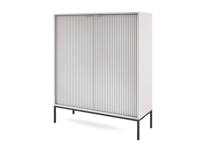 Feldmann-Wohnen Highboard Nova grau / 104 / 39 / 125cm, Grau, Rechteckig, 104x125x39 cm, Kleinmöbel, Kommoden, Highboards