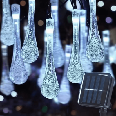 Inspire Curations Solar Raindrop String Lights With 8 Lighting Modes white 5m 20led