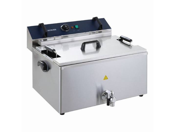 GastroHero Fritteuse Elektro Fritteuse 20,4 Liter 5 kW Edelstahl mit Ablasshahn, 5000 W