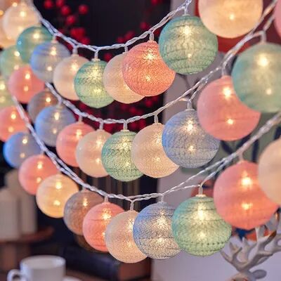 Combo Retail Shop USB LED Cotton Macaron Colors Thread Ball Light, Festoon Garland Lamp For Party, Wedding, Garden, Outdoor Decor, Balcony USB LED Cotton Macaron Colors Thread Ball Light, Festoon Garland Lamp For Party, Wedding, Garden, Outdoor Decor, Bal