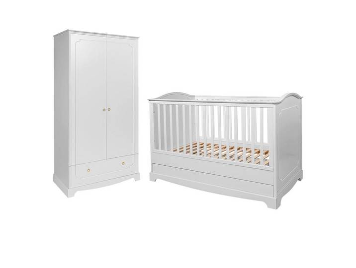Petits-meubles Babyzimmer 2-teilig Royal Weiß, Holzwerkstoff, 78x97x149 cm, Baby- und Kindermöbel, Babyzimmer