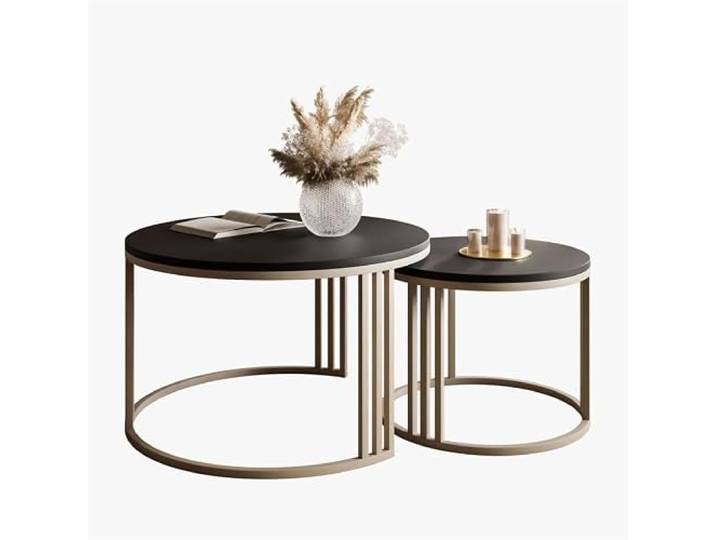 Lookway Couchtisch Lori 2in1 MATT, runder Couchtisch mit kaschmirfarbenem Gestell (Schwarz)