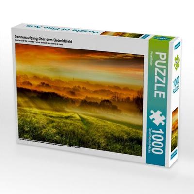 CALVENDO Puzzle Sonnenaufgang über dem Getreidefeld | 1000 Teile Lege-Größe 64x48cm Foto-Puzzle für glückliche Stunden