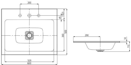 Kaldewei CONO Einbauwaschtisch 3080 ohne Hahnlochbohrung, 60 cm