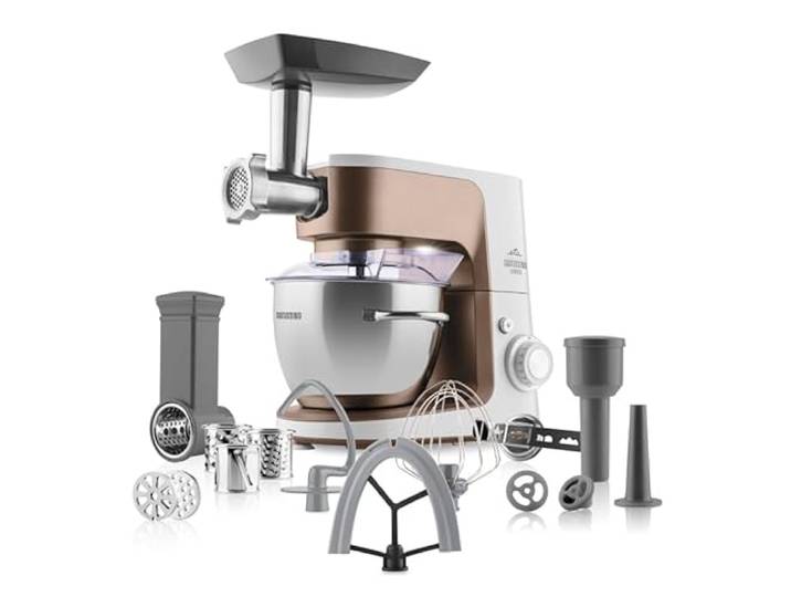 ETA Gratussino III Elements Küchenmaschine I 1200 W I 4,5 L Edelstahlschüssel I Planetenrührwerk I Fleischwolf I Rühr- & Schneidzubehör I stufenlose Geschwindigkeitsregelung I Gold