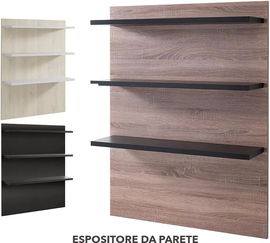 Xanitalia ESPOSITORE DA PARETE CON MENSOLE PER CENTRO ESTETICO E SALONE PARRUCCHIERE Larice Bianco